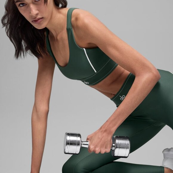 Alo Yoga Airlift Suit Up Bra Clover Green/White - Picture 4 of 4